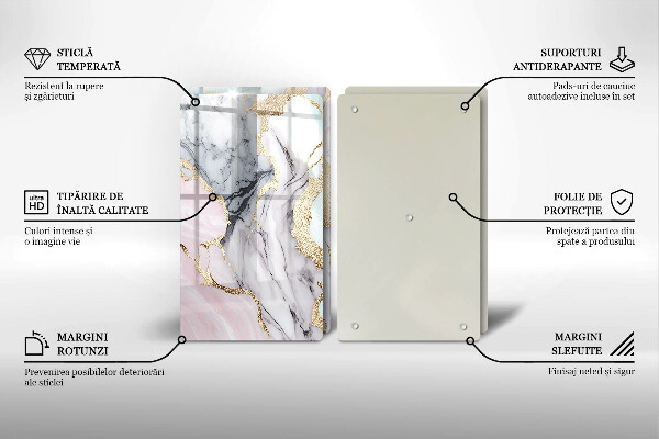 Steklena podloga za rezanje Pastelni marmor