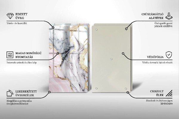 Steklena podloga za rezanje Pastelni marmor