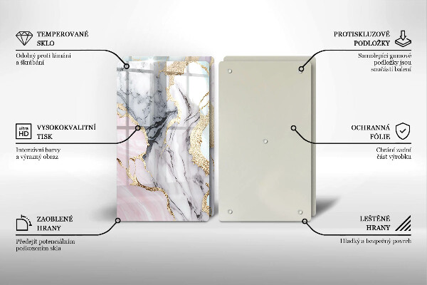 Steklena podloga za rezanje Pastelni marmor