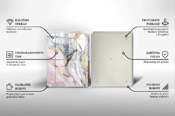 Steklena podloga za rezanje Pastelni marmor