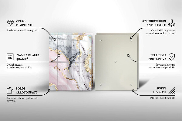 Steklena podloga za rezanje Pastelni marmor