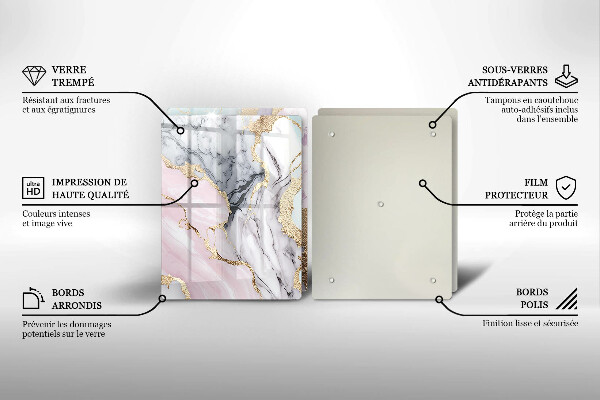 Steklena podloga za rezanje Pastelni marmor