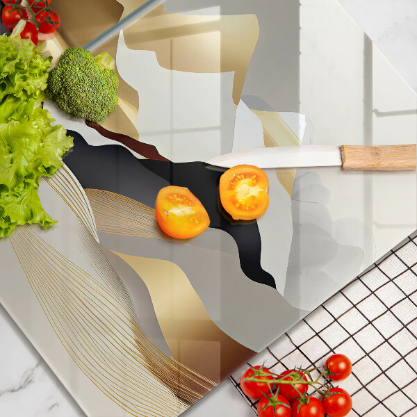 Steklena podloga za rezanje Abstraktne zlate gore