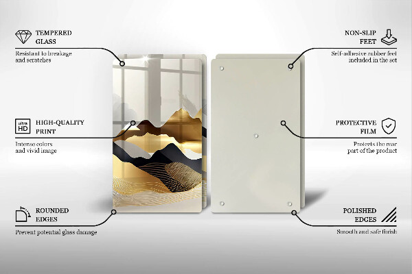 Steklena podloga za rezanje Abstraktne zlate gore