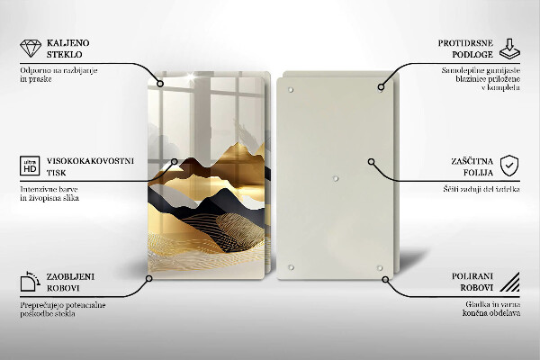 Steklena podloga za rezanje Abstraktne zlate gore