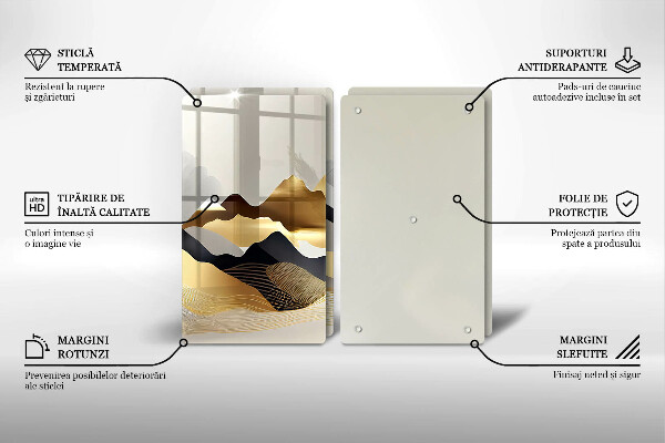 Steklena podloga za rezanje Abstraktne zlate gore