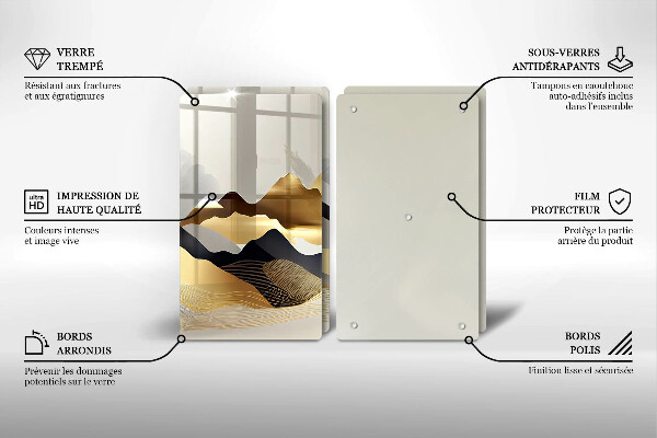 Steklena podloga za rezanje Abstraktne zlate gore