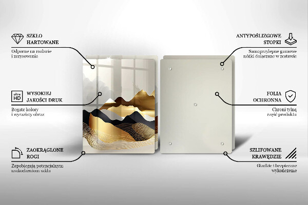 Steklena podloga za rezanje Abstraktne zlate gore