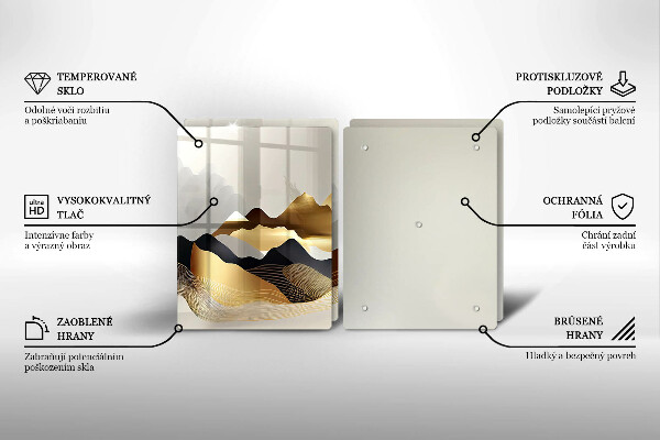 Steklena podloga za rezanje Abstraktne zlate gore