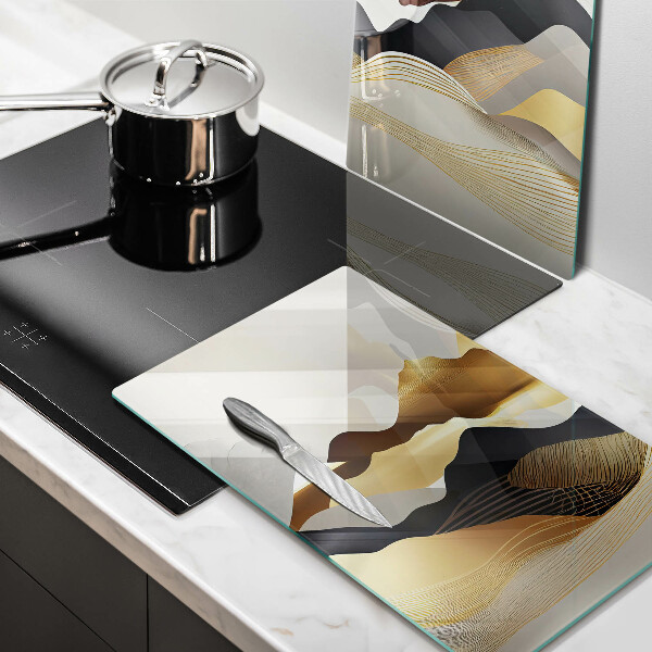 Steklena podloga za rezanje Abstraktne zlate gore