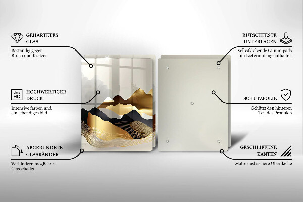 Steklena podloga za rezanje Abstraktne zlate gore