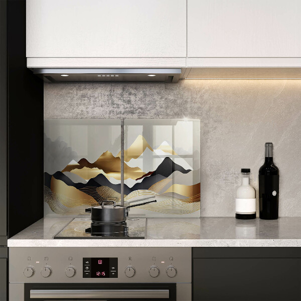 Steklena podloga za rezanje Abstraktne zlate gore