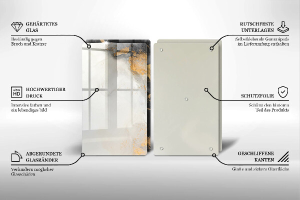 Steklena podloga za rezanje Abstrakcija z zlatom