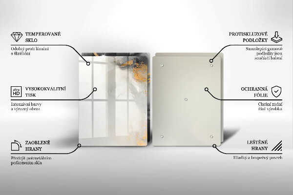Steklena podloga za rezanje Abstrakcija z zlatom
