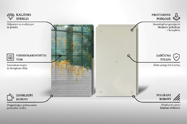 Steklena podloga za rezanje Abstrakcija z zlatom