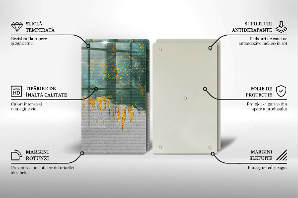 Steklena podloga za rezanje Abstrakcija z zlatom