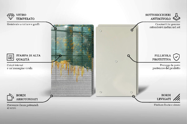 Steklena podloga za rezanje Abstrakcija z zlatom
