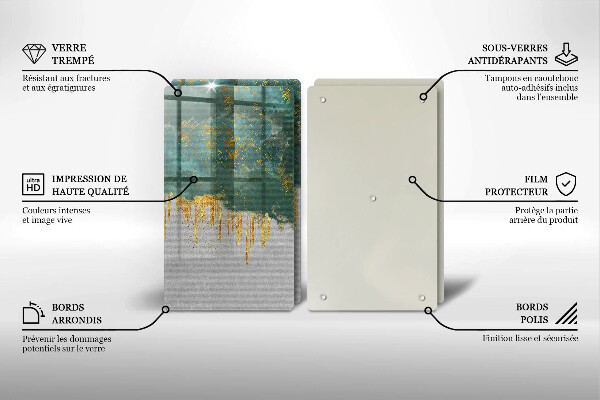 Steklena podloga za rezanje Abstrakcija z zlatom