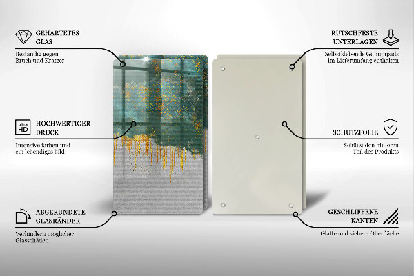 Steklena podloga za rezanje Abstrakcija z zlatom