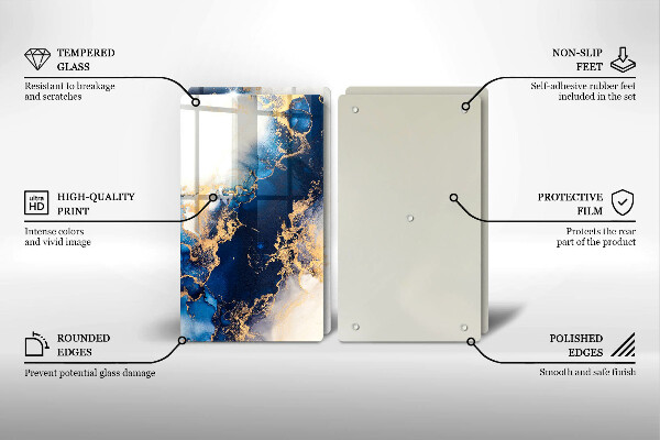 Steklena podloga za rezanje Abstrakcija z modro