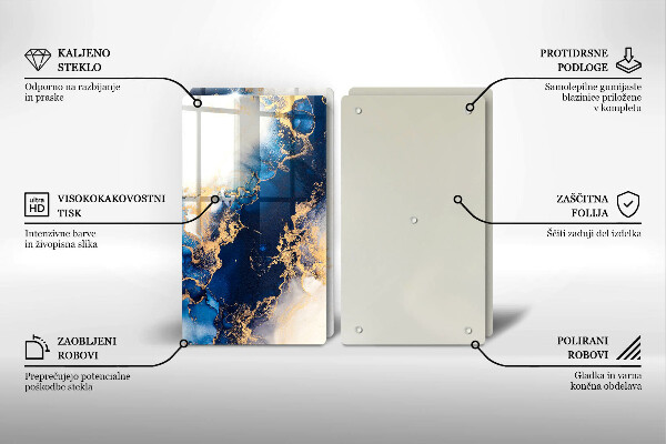 Steklena podloga za rezanje Abstrakcija z modro