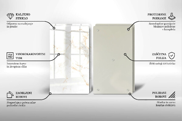 Steklena podloga za rezanje Eleganten marmorni kamen