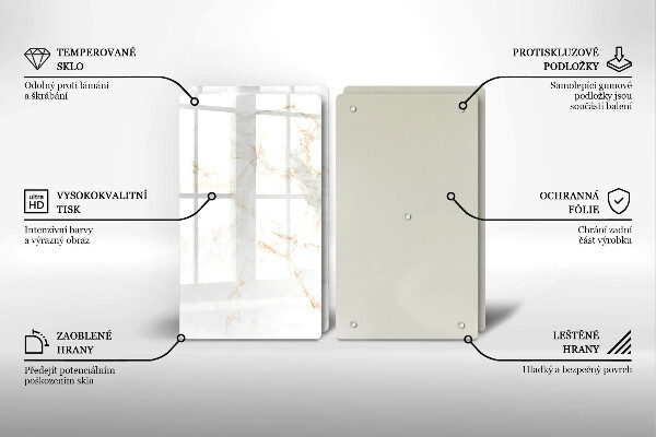 Steklena podloga za rezanje Eleganten marmorni kamen