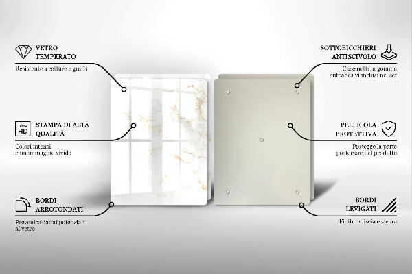 Steklena podloga za rezanje Eleganten marmorni kamen