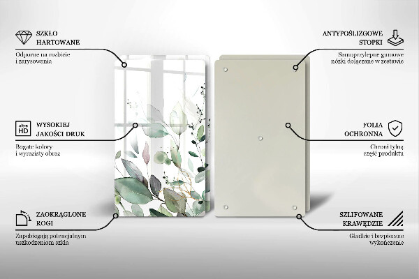 Steklena podloga za rezanje Akvarelne rastline