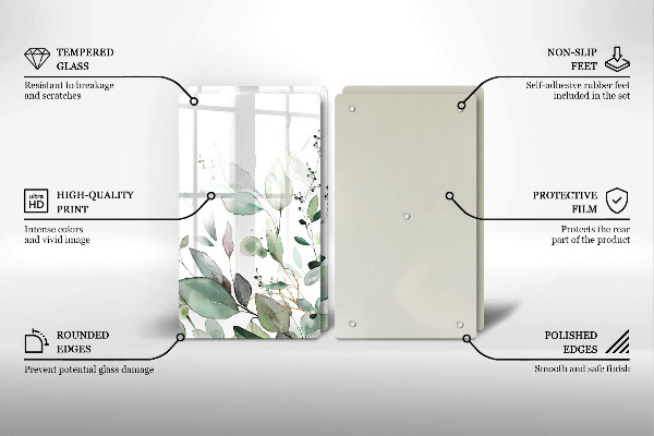 Steklena podloga za rezanje Akvarelne rastline