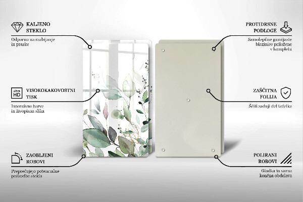 Steklena podloga za rezanje Akvarelne rastline