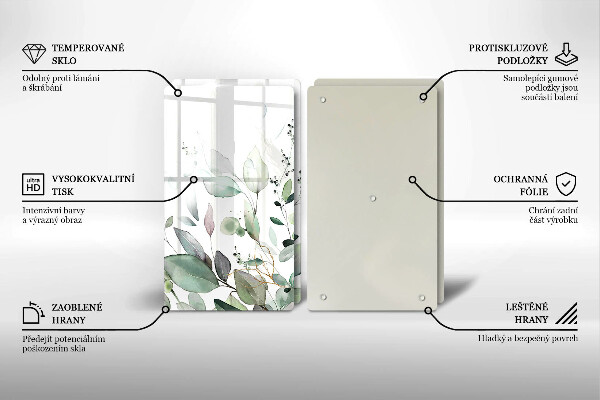 Steklena podloga za rezanje Akvarelne rastline