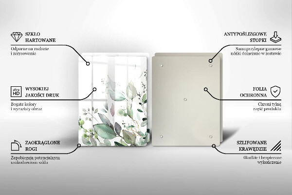 Steklena podloga za rezanje Akvarelne rastline