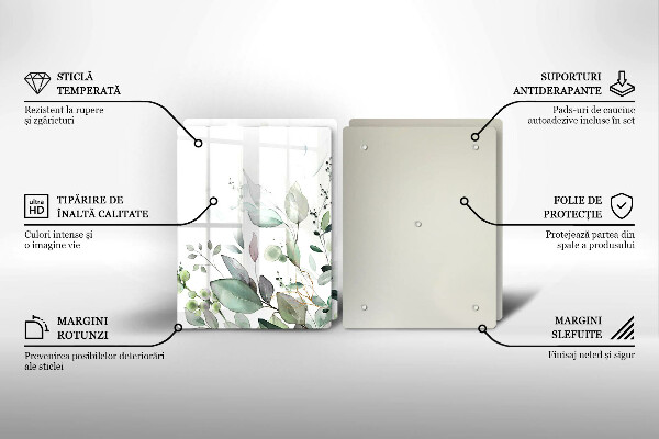 Steklena podloga za rezanje Akvarelne rastline