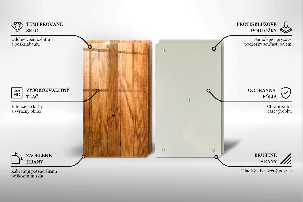 Steklena podloga za rezanje Lesene deske