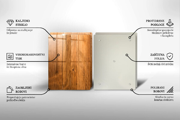 Steklena podloga za rezanje Lesene deske