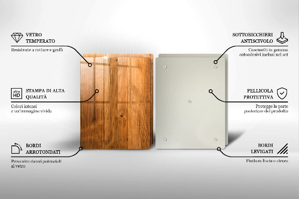 Steklena podloga za rezanje Lesene deske