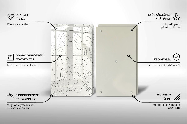Steklena podloga za rezanje Line art design