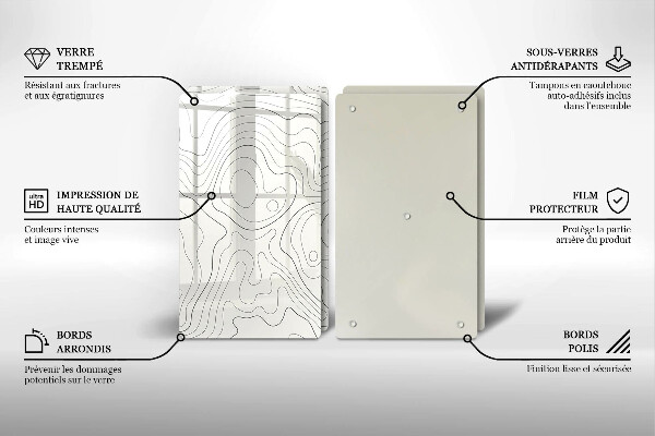 Steklena podloga za rezanje Line art design