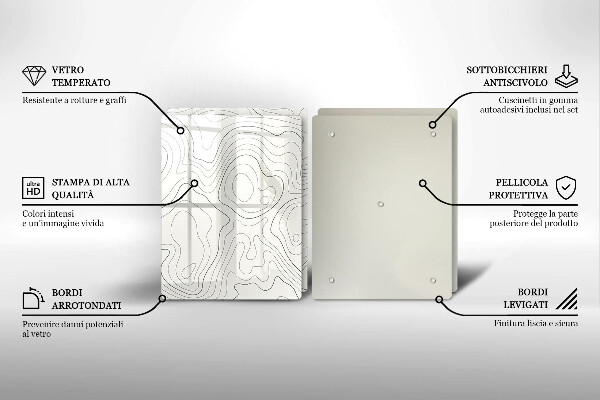 Steklena podloga za rezanje Line art design