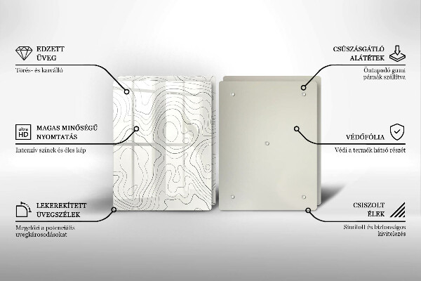 Steklena podloga za rezanje Line art design