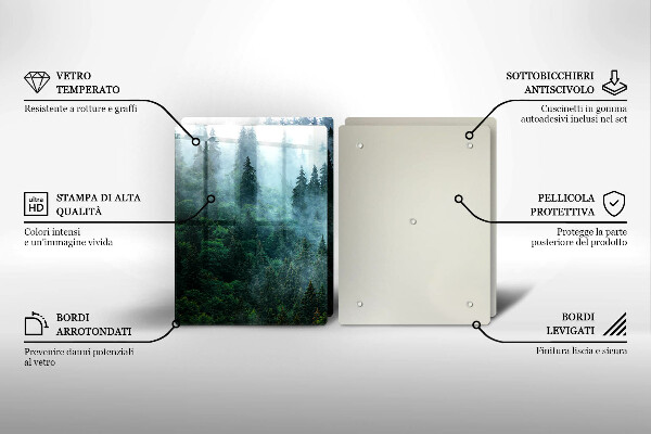 Steklena podloga za rezanje Gozd v megli