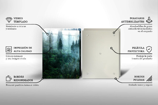 Steklena podloga za rezanje Gozd v megli