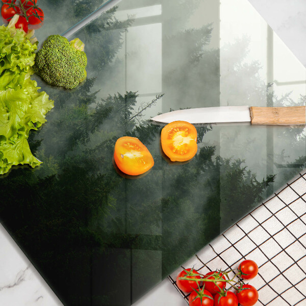 Steklena podloga za rezanje Meglena gozdna pokrajina