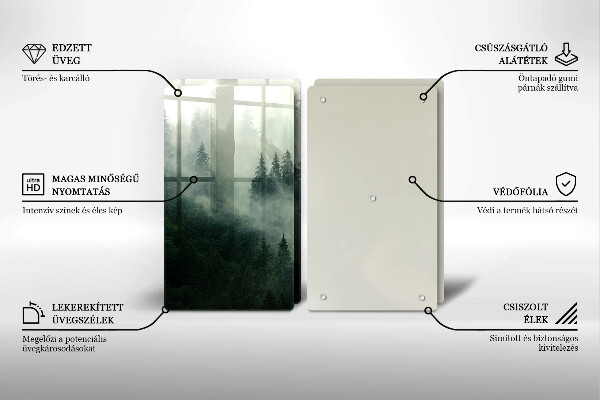 Steklena podloga za rezanje Meglena gozdna pokrajina