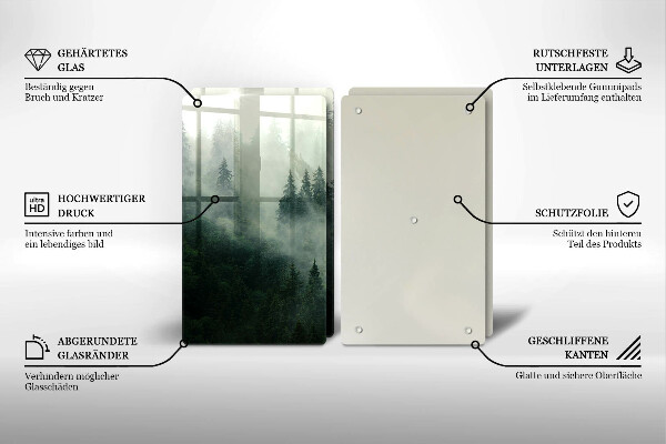 Steklena podloga za rezanje Meglena gozdna pokrajina