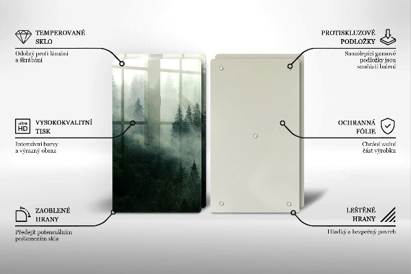 Steklena podloga za rezanje Meglena gozdna pokrajina