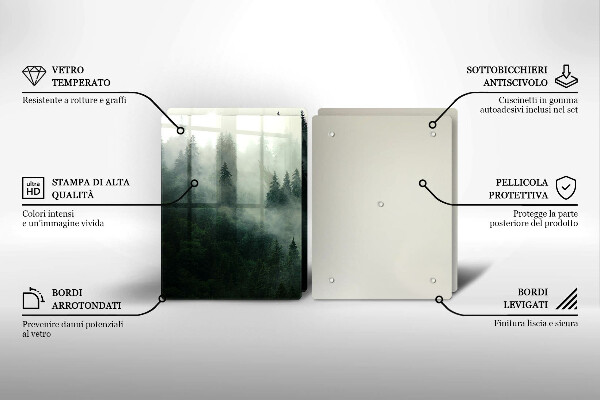 Steklena podloga za rezanje Meglena gozdna pokrajina