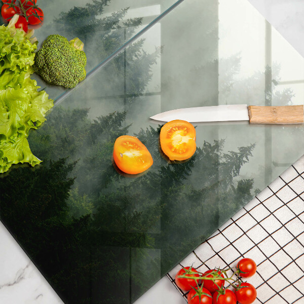 Steklena podloga za rezanje Meglena gozdna pokrajina