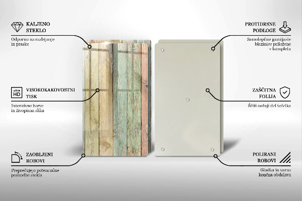 Steklena podloga za rezanje Pisane vintage table